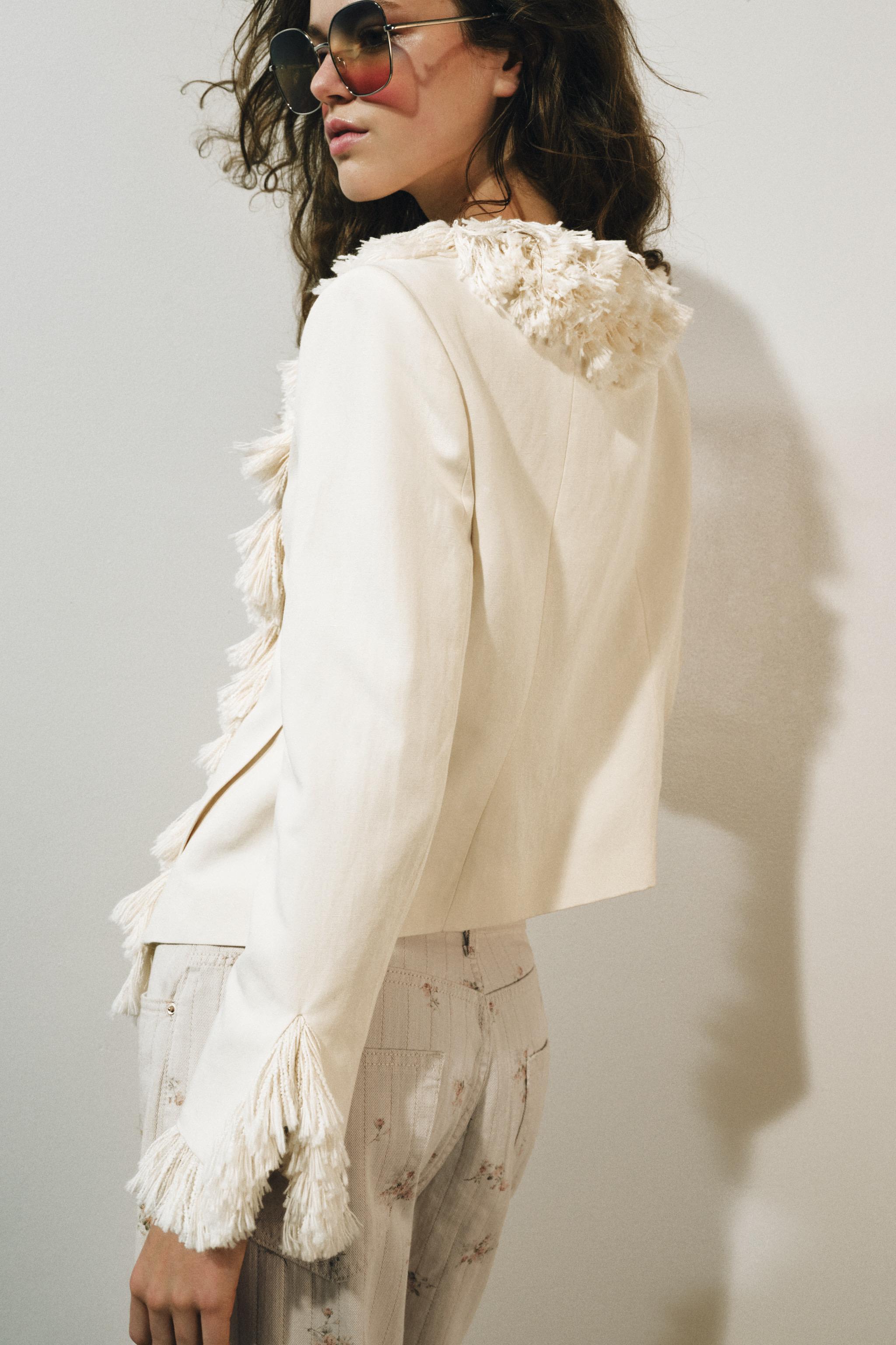 LINEN BLEND FRINGE JACKET ZW COLLECTION